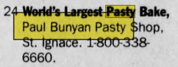 Paul Bunyan Pasties - May 1998 Ad (newer photo)